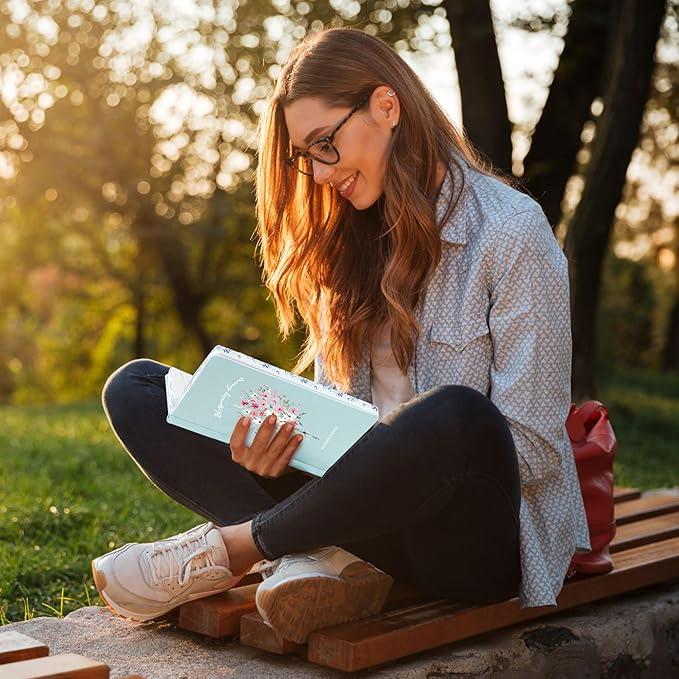 Lined Journal Notebook for Women 320 Pages Thick Floral Diary A5 Aesthetic Hardcover Journaling Notebooks for Writing with Gift Box, 5.7 x 8.3 In, Green