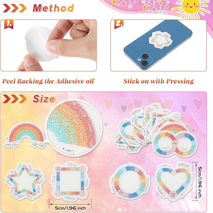 Gersoniel 36 Pieces Anxiety Sensory Stickers Cute Fidget Textured Strips Toys Anti Stress Tactile Rough Sensory Calm Textured Strips Adhesives Anxiety Relief for Adults Teens Desk (Breath Style)