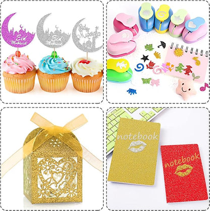 24 Sheets Colored Glitter Cardstock Paper, A4 Premium Sparkly Paper for Scrapbook, DIY Projects, Party Decoration, Gift Box Wrapping 250GSM/92lb