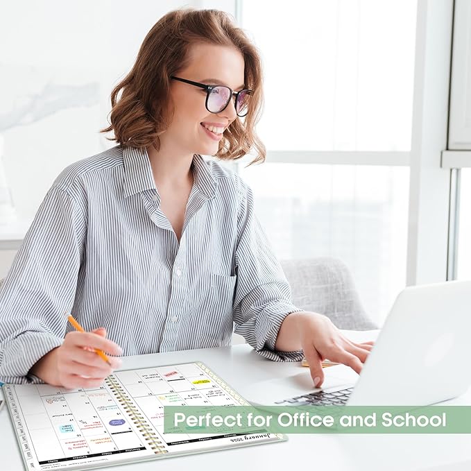 2026 Planner, Weekly and Monthly Calendar Planner, January 2026 - December 2026, Hardcover 2026 Calendar Planner Book with Tabs For Women & Men, Inner Pocket, Spiral Bound, Perfect for Office Home School Supplies - A4 (8.5" x 11"), Mint