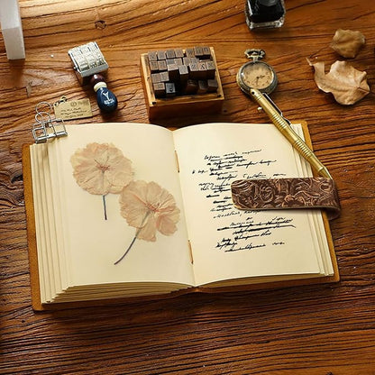 Leather Journal Notebook - Rustic Handmade Vintage Leather Bound Journals with Pencil Case for Men and Women - Leather Craft Unlined Paper 400 Pages, Leather Book Diary Notebook (8.6" x 6")