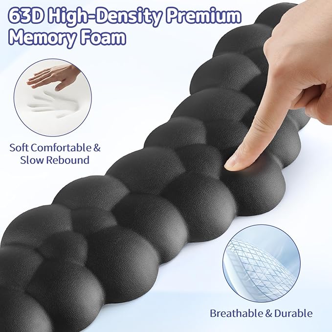 Cloud Wrist Rest Keyboard, Cloud Palm Rest Set with PU Leather Memory Foam, Cute Keyboard Rest for Wrist Support and Arm Rest, Desk Cloud Wrist Pad for PC/Gaming/Hand Cushion/Computer-Black