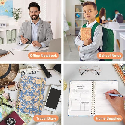 LABUK 3 Pack A5 William Morris Floral Notebooks for Women, 5.7" x 8.5" College Ruled Spiral Journals 160 Pages Hardcover with Back Pocket, Suitable for School, Office, Home and Beyond