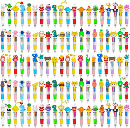 100Pcs Mini Multicolor Pens in One 4-in-1 Cute Pens Bulk for Kids, Ballpoint Pen for Birthdays and Children's Parties, Fun Pens Gifts Assorted Ink Kawaii Pens