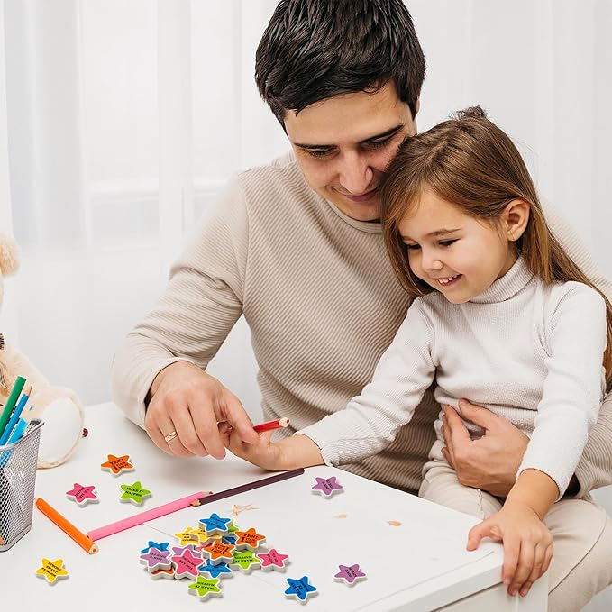 Star Mini Erasers Bulk - Colorful Motivational Star 3D Desk Pet Inspirational Mini Pencil Rubber Eraser Bulk Cute Star-Shaped Novelty Miniture Gift School Reward Party Favor Pack Game Prizes