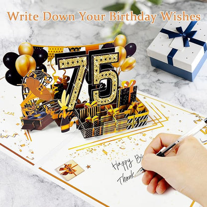 75th Birthday Card for Men Women, Funny 3D Pop Up 75th Birthday Gifts for Grandma Mom Dad, Back In 1950 Happy 75 Year Old Birthday Decorations Cards for Her Him