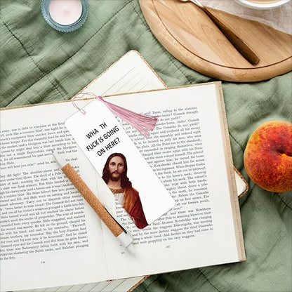 8 Pack Peeking Jesus Bookmark, Peeking Jesus is That Smut Bookmark, Peeking Jesus I Saw That Bookmark, Whatcha Doin'? (Pink)