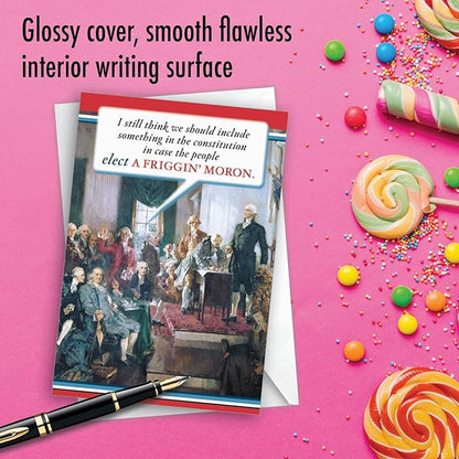 NobleWorks, Funny Birthday Greeting Card with 5 x 7 Inch Envelope (1 Card) Presidential Election Political Humor B-day Card - US Constitution 0753Z