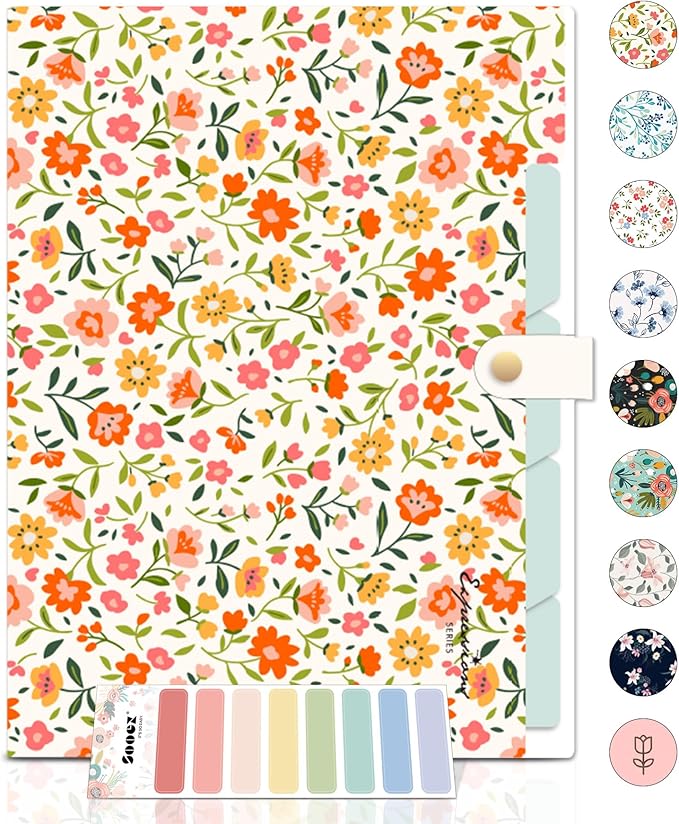 Sooez File Folders Organizer, Folders with 5 Pockets, Folders for Documents w/Sticker, Accordion File Organizer, Paper Receipt Bill Filing Organizer, School College Office Travel Essentials Supplies