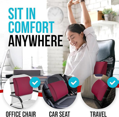 FORTEM Seat Cushion and Lumbar Support for Office Chair, Desk Chair Cushion, Memory Foam Office Chair Cushion, Non Slip Sitting and Back Pillow for Gaming, Car Seat Cushion, Chair Pad, XL