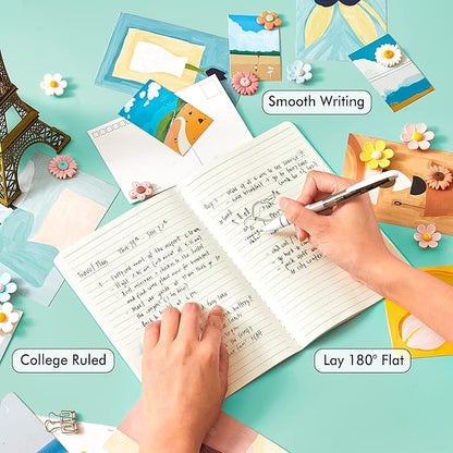 feela 8 Pack Soft Cover Journal Bulk, Notebooks College Ruled for Work, Lined Travel Journal for Women Men, Note Taking Notebook School Supplies Business Writing, 8.2” x 5.5”, A5, Emerald