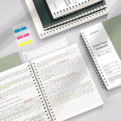 EMSHOI Lined Spiral Journal Notebook, B5 College Ruled Notebook, 300 Pages/150 Sheets, 100gsm Acid-Free Paper, Waterproof Softcover Notebook for School, Work, Note Taking, 7.48" × 10.15" - Light Green