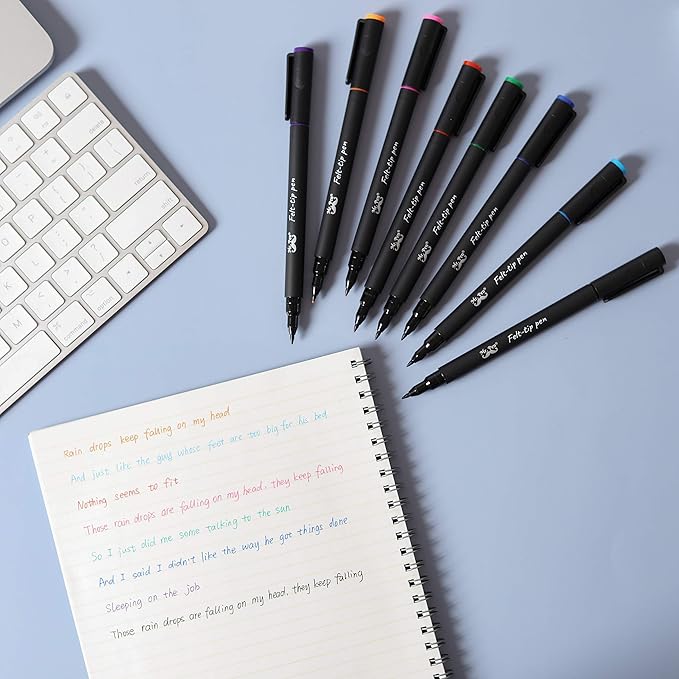 Mr. Pen- Felt Tip Pens, Fine Point, Pack of 8, Fast Dry, No Smear, Colored Pens, Journaling Felt Pens, Planner Markers