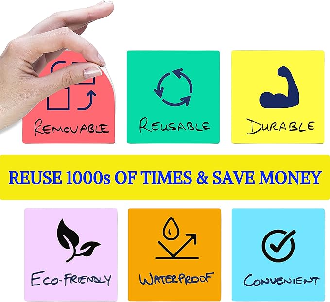 Reusable Dry Erase Sticky Notes - 6 Pack of 4″x4″ Whiteboard Stickers for Lists, Labels, Reminders & Decals - Adheres to Most Surfaces