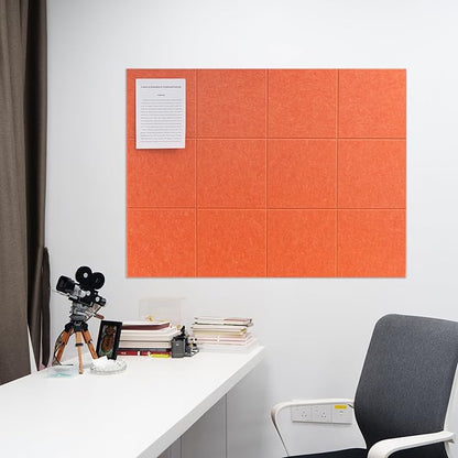 Large Felt Bulletin Board(48" x 36"),Cork Board Alternative,12 Pack Felt Wall Tiles with Safe Removable Adhesive Tabs,Notice Pin Board/Message Board/Vision Board for Office, School & Home