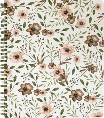 Steel Mill & Co Cute Large Spiral Notebook College Ruled, 11" x 9.5" with Durable Hardcover and 160 Lined Pages, Woodland Floral