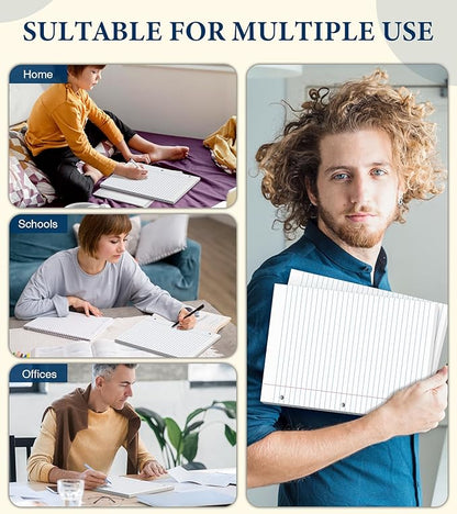 Loose Leaf Paper, Notebook Paper, 8.5 x 11 Wide Ruled Paper, 3 Hole Punch Binder Paper, Binder Notebook, Lined Paper for 3 Ring Binders, 200 Sheets Filler Paper, Writing Paper with Lines (2 Pack)