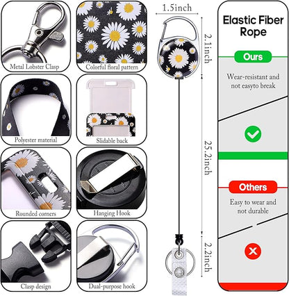 Cute ID Badge Holder with Lanyard Retractable Badge Reel Clip Funny Lanyards for ID Badges Name Tags Keychain for Office Teacher Doctor Student Women Men Nurse Accessories for Work