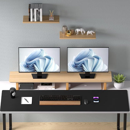 Aothia Leather Desk Pad Protector, Mouse Pad, Office Desk Mat, Non-Slip PU Leather Desk Blotter, Laptop Desk Pad, Waterproof Desk Writing Pad for Office and Home (48"x17", Black)