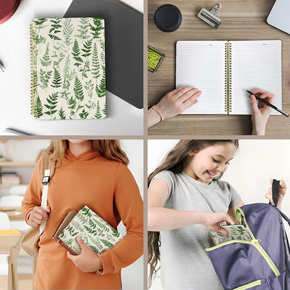 Cute Spiral Notebook journal B5 Aesthetic Pretty Design for Women Girls Kawaii with Pocket, 10 x 7.2 inch, Lined, Green Plants