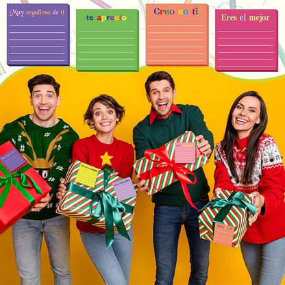 Yinder 24 Pcs Inspirational Sticky Notes with Lines Cute Motivational Sticky Notes Pad Employee Appreciation Gifts Bulk for Teacher Nurse Coworkers Office Supplies 3 x 3''(Spanish,Appreciation)