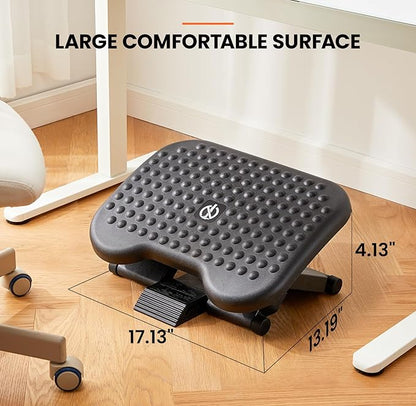 ErGear Under Desk Footrest, Adjustable Foot Rest for Under Desk at Work with 3 Height Settings and 30-Degree Angle, Ergonomic Desk Foot Rest with Massage Texture, Foot and Leg Rest for Home & Office