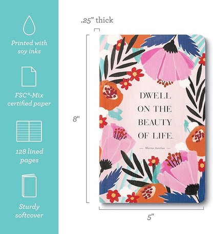 Compendium Softcover Journal - Dwell on the beauty of life. – A Write Now Journal with 128 Lined Pages, 5″W x 8″H