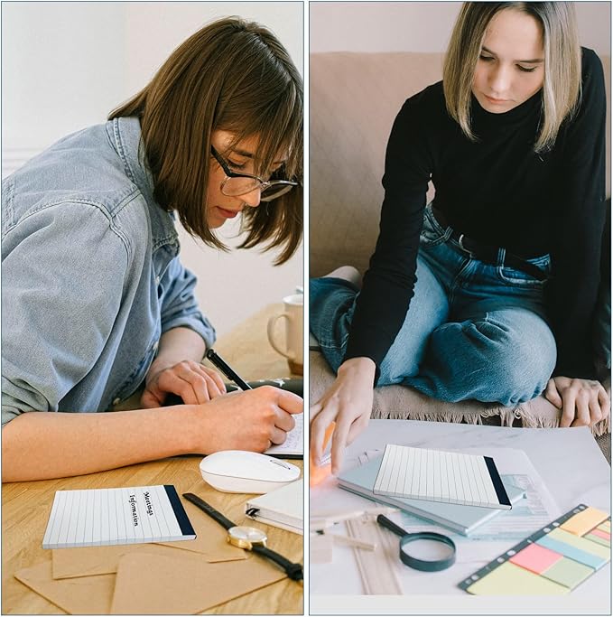 8 Pcs Note Pads Refills 3 x 5 inches Memo Small Notebook Writing Pads with 30 Sheets Each Pad College Ruled Lined Paper NotePads White