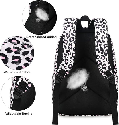 Leopard School Backpack for Teens Girls, Womens College Bookbags Kids School Bags Laptop Backpacks