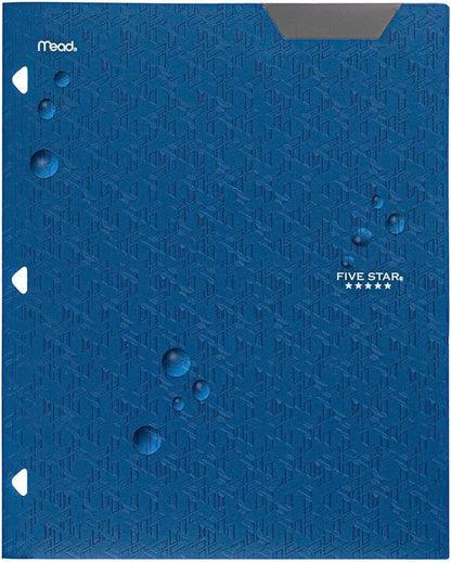 Five Star 2-Pocket Folder, Plastic Folder with Stay-Put Tabs, Fits 3 Ring Binder, Holds 8-1/2" x 11" Paper, Blue (333420C-ECM)