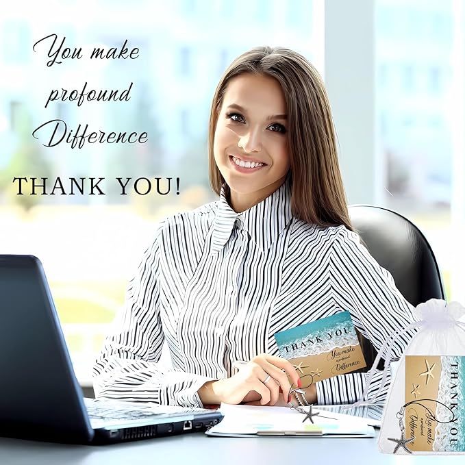 Employee Appreciation Gifts Bulk 30 Starfish Story Card Thank You Gifts for Coworkers You Make a Profound Difference Notecards Teacher Volunteer Nurse Appreciation Gift(Silver)