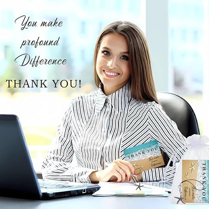 Employee Appreciation Gifts Bulk 30 Starfish Story Card Thank You Gifts for Coworkers You Make a Profound Difference Notecards Teacher Volunteer Nurse Appreciation Gift(Silver)