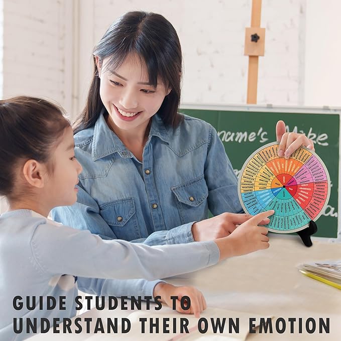 Feelings Wheel, Double-Sided Emotion Wheel with Stand, Counseling Office Must Have, Feelings Wheel Suitable for Therapy Office Decor School Counseling Office Must Have (WD2, 2)