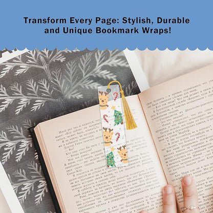 Christmas UV DTF Bookmark Stickers - 24 Pcs Gnome Santa Claus Blank Acrylic Bookmarks Uvdtf Double-Sided Sticker About Festival Theme, Cute Snowflake Elk Rub on Transfer Decals for Booklover Gifts