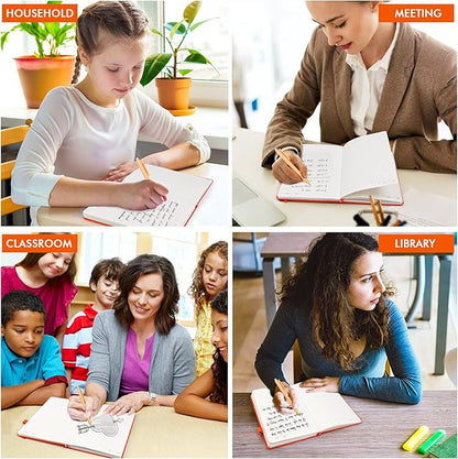 5 Pack Journal Notebook Bulk for School, Feela Hardcover Business Notebooks Classic Ruled Lined Journals with Pen Holder for Work Note Taking, with 5 Black Pens, 120 GSM, 5.1”x8.3”, A5, Orange