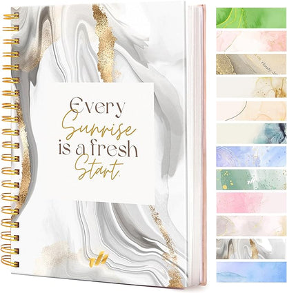 Spiral Journals - 10.25" x 7.25" - 300 Pages - Cute Spiral Notebooks for Women, Work Journal Notebook for Women (Fresh Start) Marble