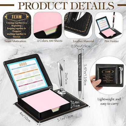 12 Set Employee Appreciation Gifts Bulk Inspirational Gifts Team Gift Bag PU Leather Notepad Holder with Pen Holder Team Keychain Ballpoint Pen Bulk Gifts for Colleagues Employees(Team)