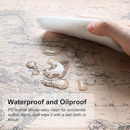 QIYI Large Desk Pad, Vintage Mouse Pad Desktop Decor, Waterproof PU Leather Desk Cover Protector, Desk Accessories for Office Home Work Writing Gaming 31.5" x 15.7" - World Map 1814