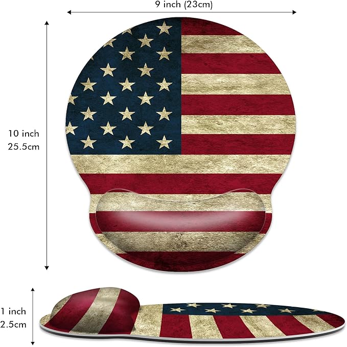 Ergonomic Mouse Pad with Wrist Support,American Flag Mouse Pad with Wrist Rest,Relieve Wrist Pain Mousepad Non-Slip Rubber Base,Mouse Pads for Desk,Computers,Laptop,Office,Home,Gaming,Accessories