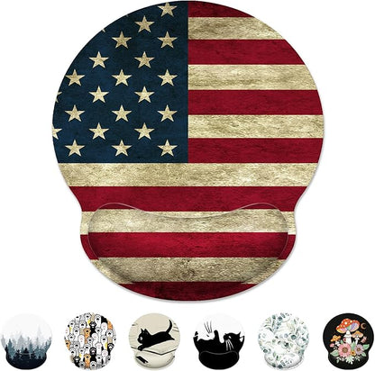 Ergonomic Mouse Pad with Wrist Support,American Flag Mouse Pad with Wrist Rest,Relieve Wrist Pain Mousepad Non-Slip Rubber Base,Mouse Pads for Desk,Computers,Laptop,Office,Home,Gaming,Accessories