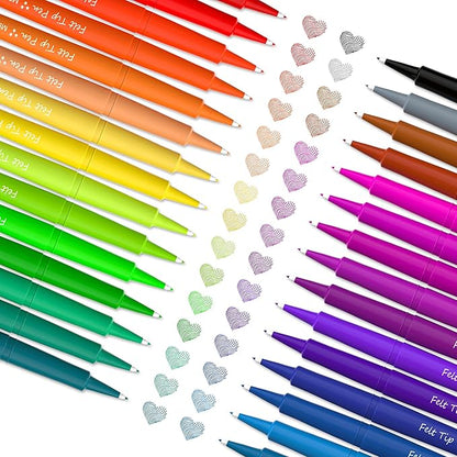 Lelix 30 Colors Felt Tip Pens, Medium Point Assorted Markers Pens For Journaling, Writing, Note Taking, Planner Coloring, Perfect for Art Office and School Supplies