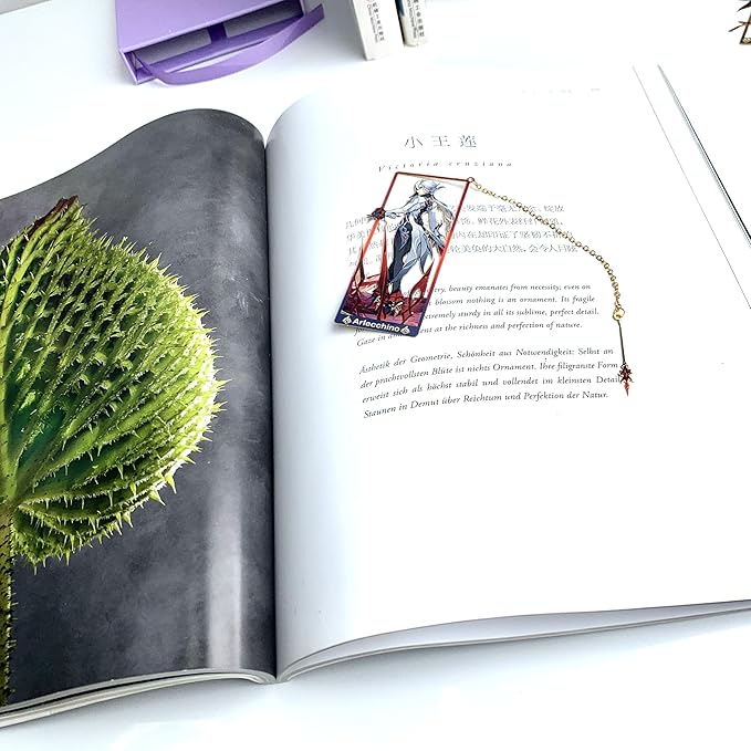 Genshin Impact Arlecchino Metal Bookmark - Anime Figure Merch with 3D Display Box - Birthday Gifts for Fans Friends Gamer Book Lovers - Zllada