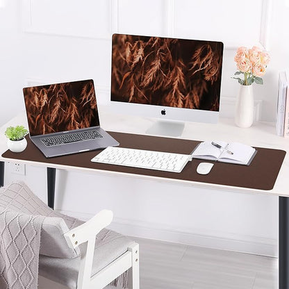 Desk Mat,35.4" x 17" Leather Desk mat,Double-Sided Desk Pad,Desk matt for Desktop,Large Mouse Pad,Office Desk mat,Waterproof Desk Blotter pad for Office&Home(Black+Cork)
