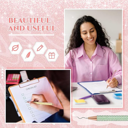 Sherr 7 Pcs Fancy Pens for Women Cute Sparkly Glitter Pens with 10 Pcs Black Ink Refills Pretty Gifts for Girls Office School Christmas Graduation(Mixed Color,Pearl)