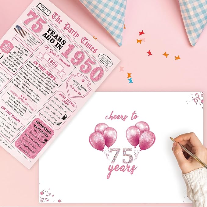 75th Birthday Decorations for Women，75th Birthday Gifts for Women，75 Bday Card，75 Year Old Bday Gifts for Mom Grandma Sister