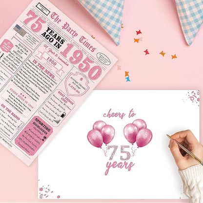 75th Birthday Decorations for Women，75th Birthday Gifts for Women，75 Bday Card，75 Year Old Bday Gifts for Mom Grandma Sister