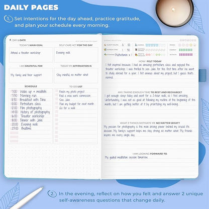 Clever Fox Self-Care Journal – Daily Reflection Notebook – Mental Health & Personal Development Planner, Meditation & Mood Log, A5 (Light Blue)