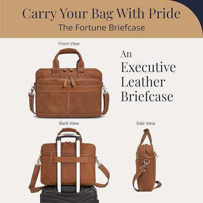 Luxorro Full-Grain Leather Briefcases for Men, Leather Laptop Briefcase For Men, Leather Bag, Leather Computer Bag For Men