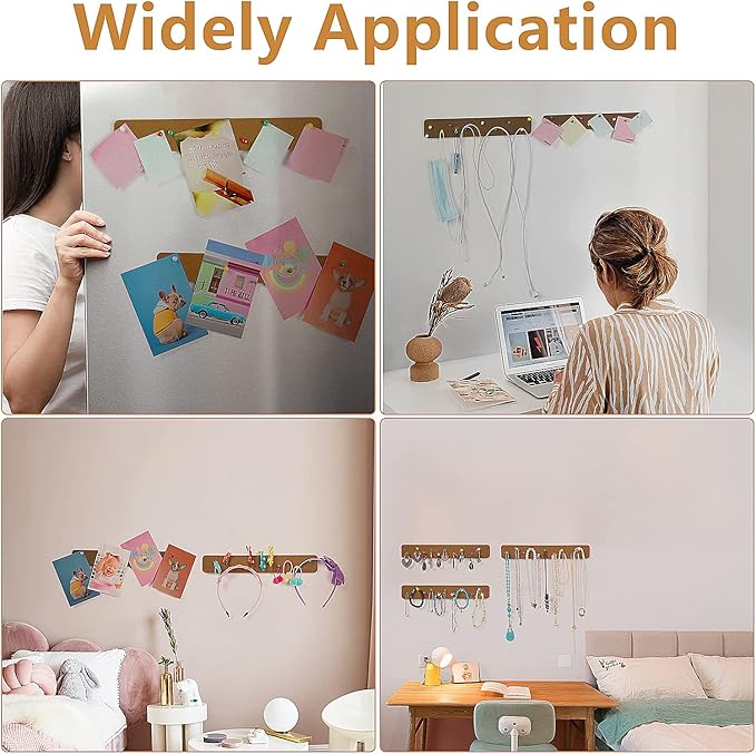 Felt Pin Board Bar Strips Bulletin Board for Bedrooms Offices Home Wall Decoration, Notice Board Self Adhesive Cork Board with 35 Push Pins for Paste Notes, Photos, Schedules