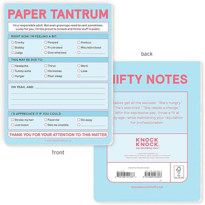 Knock Knock 1-Count Paper Tantrum Note Pad, Funny Office Notepads & Checklist Nifty Notes (Pastel), 4 x 5.25-inches